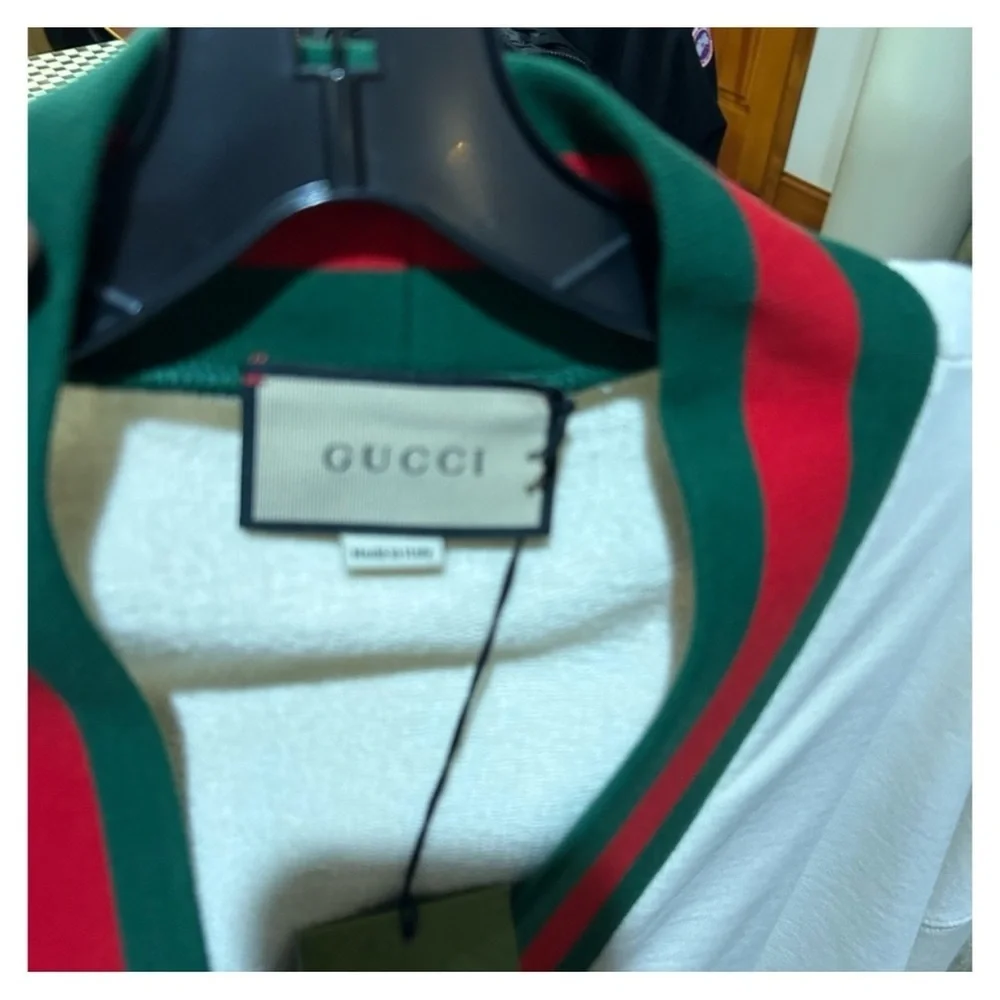 Gucci cotton jersey cardigan with Web detail size XL made in Italy